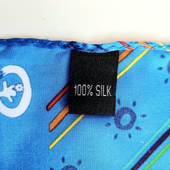 100% silk blue long scarf - Picture 4 of 4